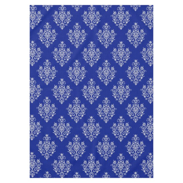 Schönes und stilvolles Damask-Muster auf Cobalt Bl Tischdecke (Vorderseite)