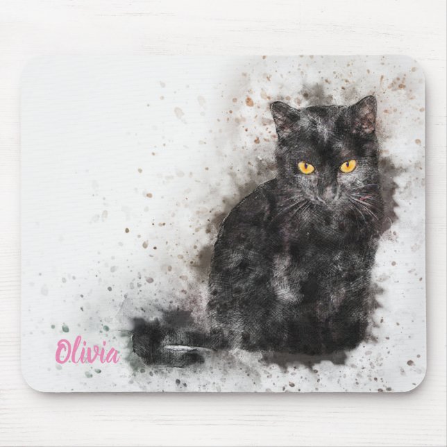 Schönes und trendy Black Cat Not leidendes Foto Mousepad (Vorne)