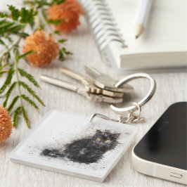 Schönes und trendy Black Cat Not leidendes Foto Schlüsselanhänger