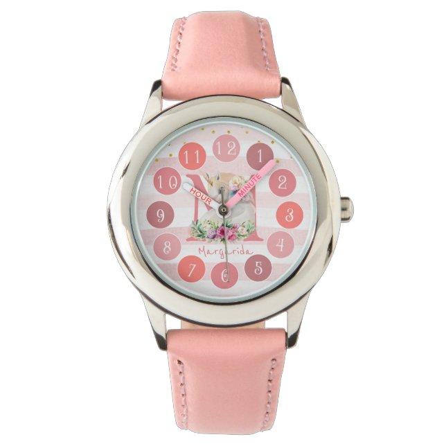 Schönes Unicorn Sweet Monogram Girl Gift Armbanduhr (Vorderseite)