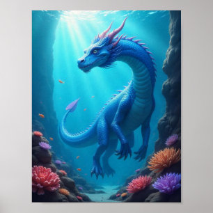 Schönes Unterwasser-Drachenposter Poster