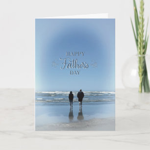 Schönes Vatertags-Strandspaziergang-Foto Karte