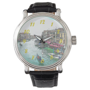 Schönes Venedig Italien mit gelben Zahlen Armbanduhr