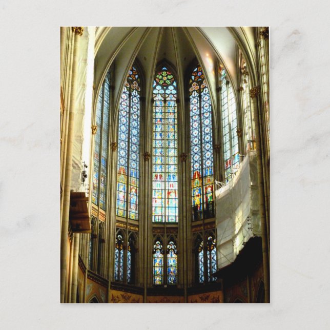 Schönes verkleidetes Glas im Kölner Dom Postkarte (Vorderseite)