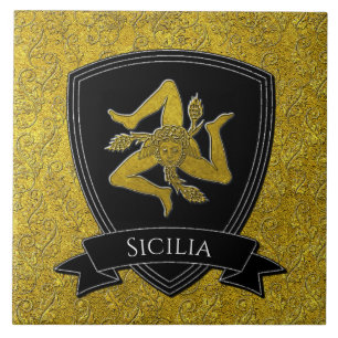 Schönes Verziertes Sicilian Trinacria Fliese