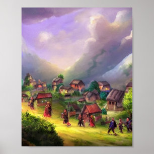 Schönes Village Digital Art Poster