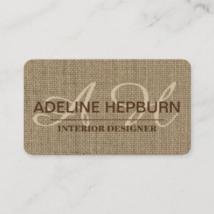 Schönes, vintage Sackleinen individuelles Monogram Visitenkarte