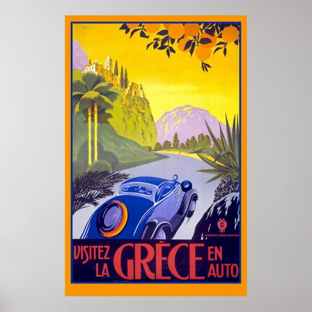 Schönes Vintage Travel Poster von Griechenland (Vorne)