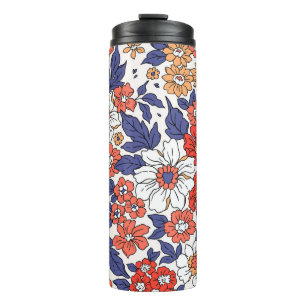 Schönes Vintages Blumenmuster in kleinem Realisti Thermosbecher