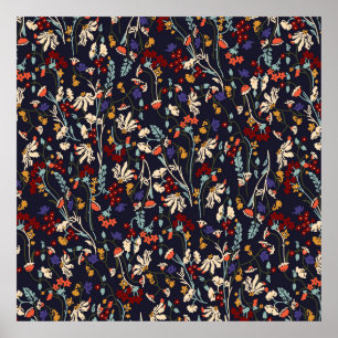 Schönes Vintages Blumenmuster in vielen Varianten Poster