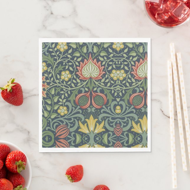 Schönes Vintages Blumenmuster Rosa Gelb Grün Serviette (Beispiel)