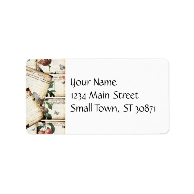 Schönes Vintages Blumenpostkartendesign Adressaufkleber (Vorne)