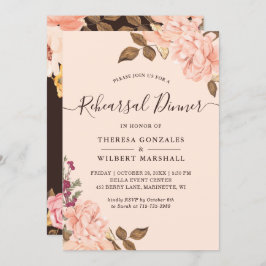 Schönes Vintages Blush Floral Probe Abendessen Einladung
