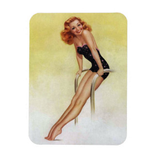 Schönes Vintages Button Obere Girl Magnet