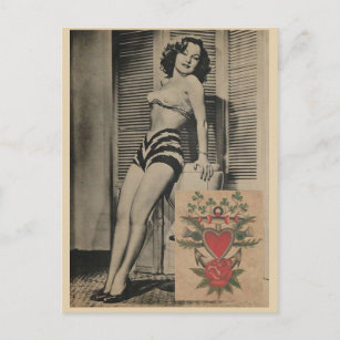 Schönes Vintages Button Up Girl  Postkarte