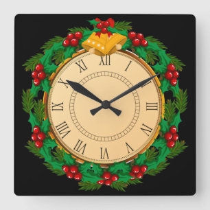 Schönes Vintages Gesicht Römische Weihnachtsfeier Quadratische Wanduhr