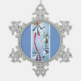 Schönes Vintages Mitte- des JahrhundertsMod-Retro Schneeflocken Zinn-Ornament