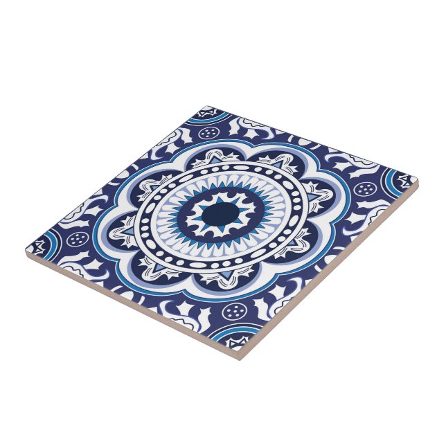 💙 🤍 Schönes Vintages Mittelmeer Azulejos Fliese (Seite)