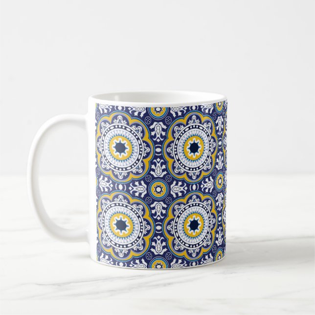 💙 💛 Schönes Vintages Mittelmeer Azulejos Kaffeetasse (Links)