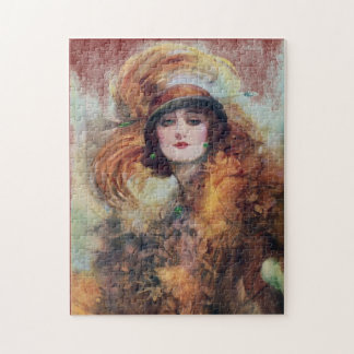 Schönes Vintages Portrait der Frau Puzzle