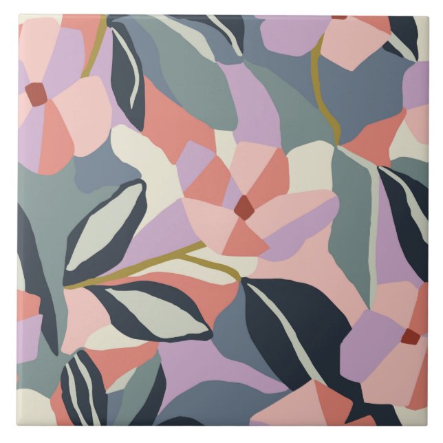 Schönes Vintages tropisches Abstrakt Fliese (Vorderseite)