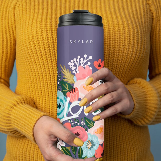 Schönes Violett Botanisches blühendes Muster Thermosbecher (Beautiful Violet Botanical Blooming Floral Pattern Thermal Tumbler)