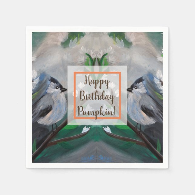 Schönes Vogelfrühlingsgemälde Serviette (Vorderseite)