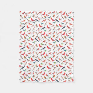 Schönes Vogelmuster. Vögel mit blauen Wasserfarben Fleecedecke