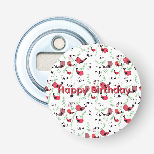 Schönes, vogelthematisches Geschenk, gemustert Flaschenöffner (Vorderseite)