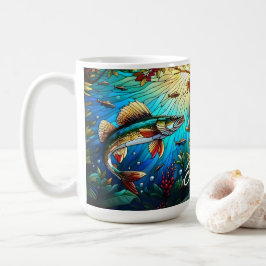 Schönes Walleye Pike am See Kaffeetasse