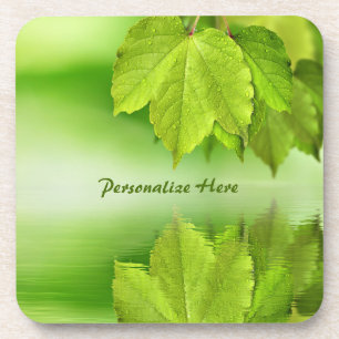 Schönes Wasser Reflection Grün Leaf Foliage Getränkeuntersetzer