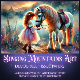 Schönes Wasserfarben-Pferd und Girl-Dekoupage Seidenpapier