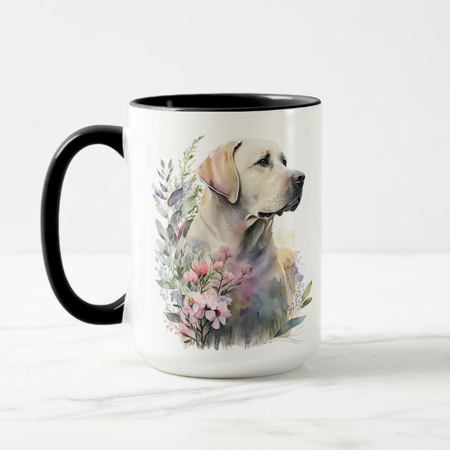 SCHÖNES WASSERFARBENGELBE LABRADOR RETRIEVHUND TASSE (Links)