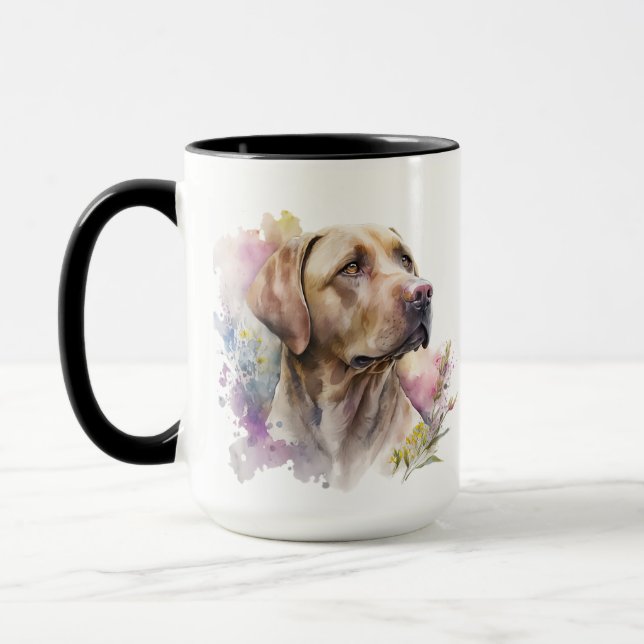 SCHÖNES WASSERFARBENGELBE LABRADOR RETRIEVHUND TASSE (Links)