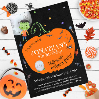 Schönes WasserfarbenHalloween Kids Kostüm Party Einladung