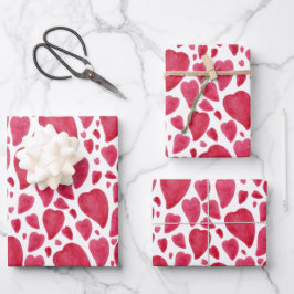 Schönes Wasserfarbenherz Geschenkpapier Set