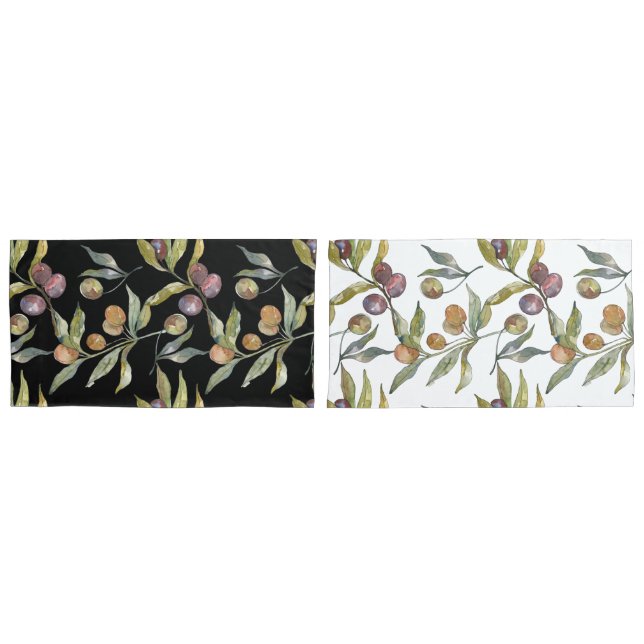 Schönes Wasserfarbenmuster Italienisches Olivenmus Kissenbezug (Vorderseite-Set)