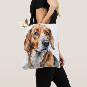 SCHÖNES WATERCOLOR AMERICAN FOXHOUND HUND