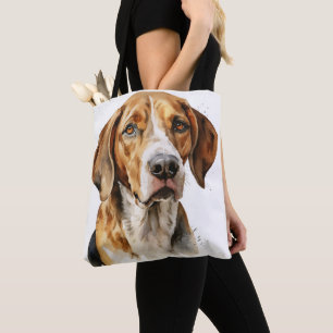SCHÖNES WATERCOLOR AMERICAN FOXHOUND HUND
