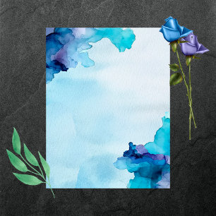 Schönes Watercolor Blue und Cyan Scrapbook Paper