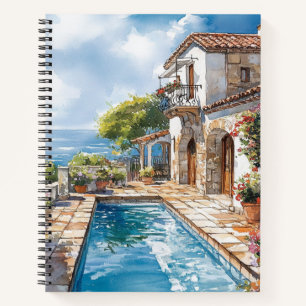 SCHÖNES WATERCOLOR-HAUS MIT POOL AM MEER NOTIZBUCH