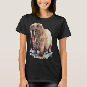 Schönes Watercolor Walrus Portrait T-Shirt