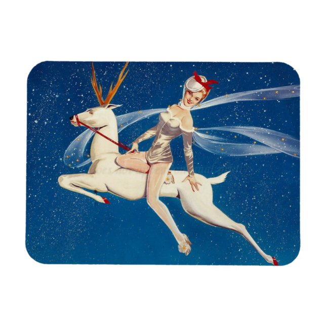 Schönes Weihnachts-Button Up Girl flexibel Magnet (Horizontal)