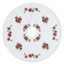 Schönes Weihnachts-Rote Blume-Baumrock Fleece Weihnachtsbaumdecke