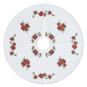 Schönes Weihnachts-Rote Blume-Baumrock Fleece Weihnachtsbaumdecke