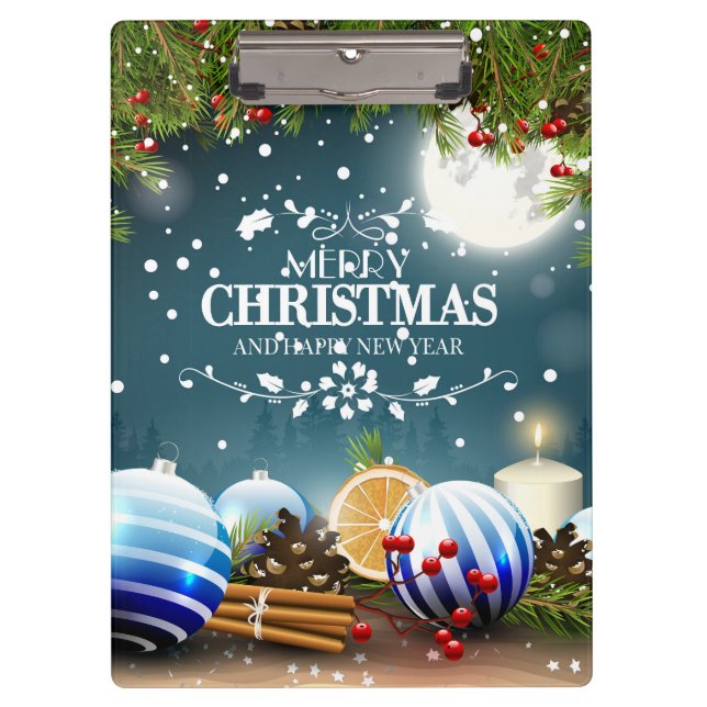Schönes Weihnachtsdesign mit Schneefälle Klemmbrett (Vorderseite)
