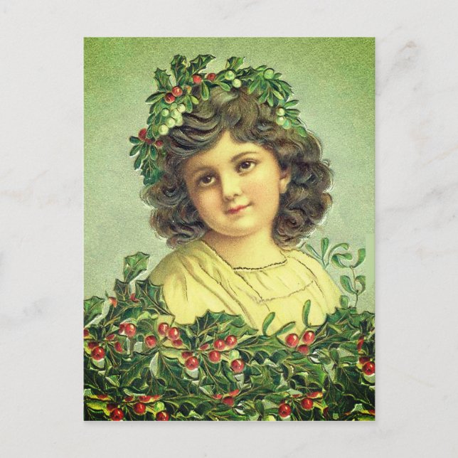 Schönes Weihnachtsfest Heilig und Mädchen Ivy Postkarte (Vorderseite)