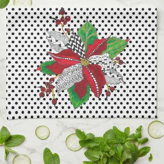 Schönes Weihnachtsgeschenk Poinsettia Küchentuch (Gefaltet)
