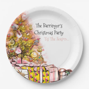 Schönes Weihnachtsjahr Party Rosa Pappteller