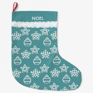 Schönes Weihnachtsmuster auf Aquamarinen Großer Weihnachtsstrumpf